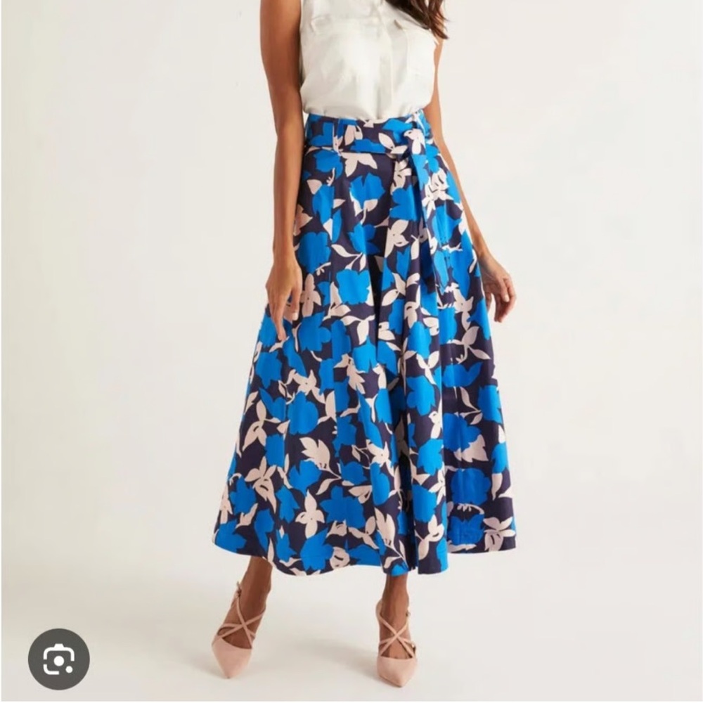 Boden // blue, pink floral print belted midi skirt size 6 jun2 - Picture 10 of 10